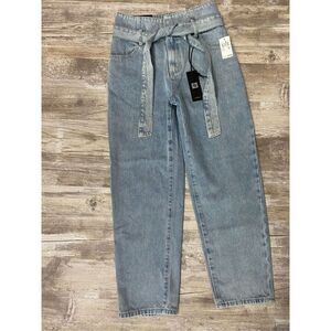 Numero Brussels High Rise Paper Bag Tapered Leg Ice Blue Women’s Sz 28